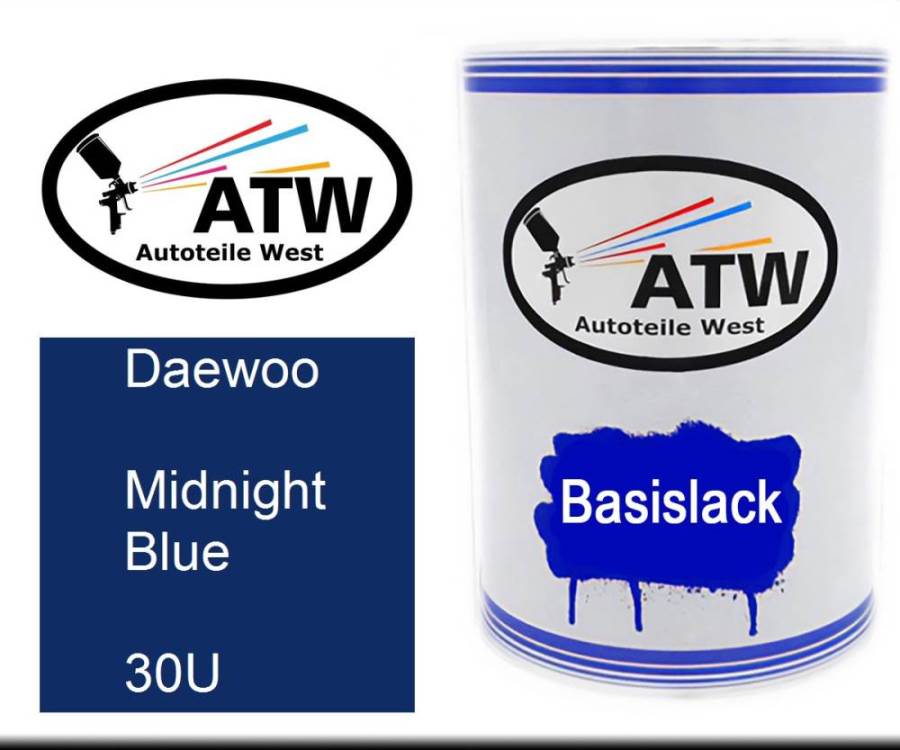 Daewoo, Midnight Blue, 30U: 500ml Lackdose, von ATW Autoteile West.